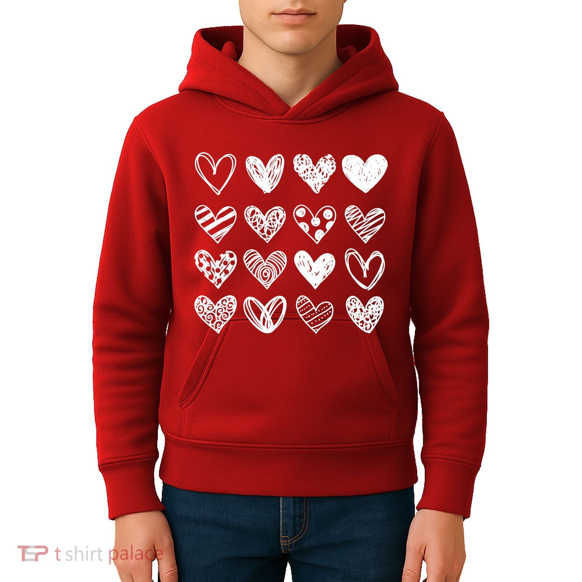 Valentines Day Pattern Hearts Kids Hoodie