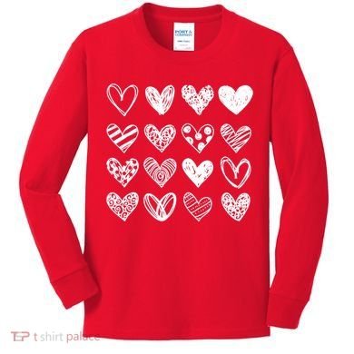 Valentines Day Pattern Hearts Kids Long Sleeve Shirt