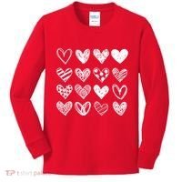 Valentines Day Pattern Hearts Kids Long Sleeve Shirt thumb 0