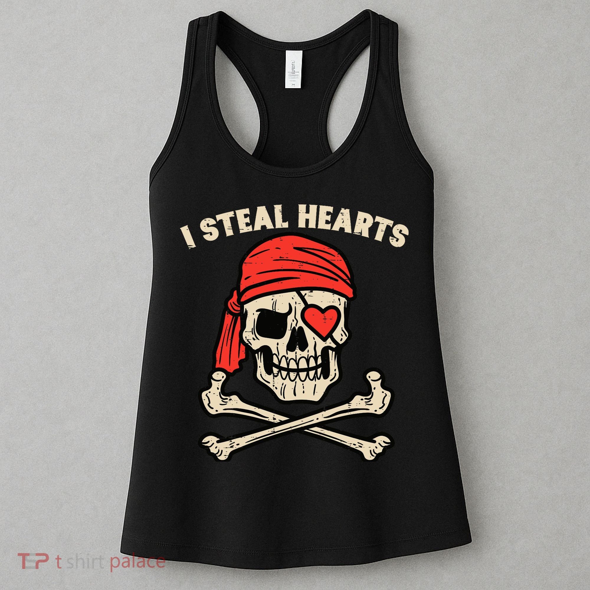Valentines Day Pirate I Steal Hearts Cool Women's Tank Top