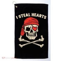 Valentines Day Pirate I Steal Hearts Cool Golf Towel thumb 0