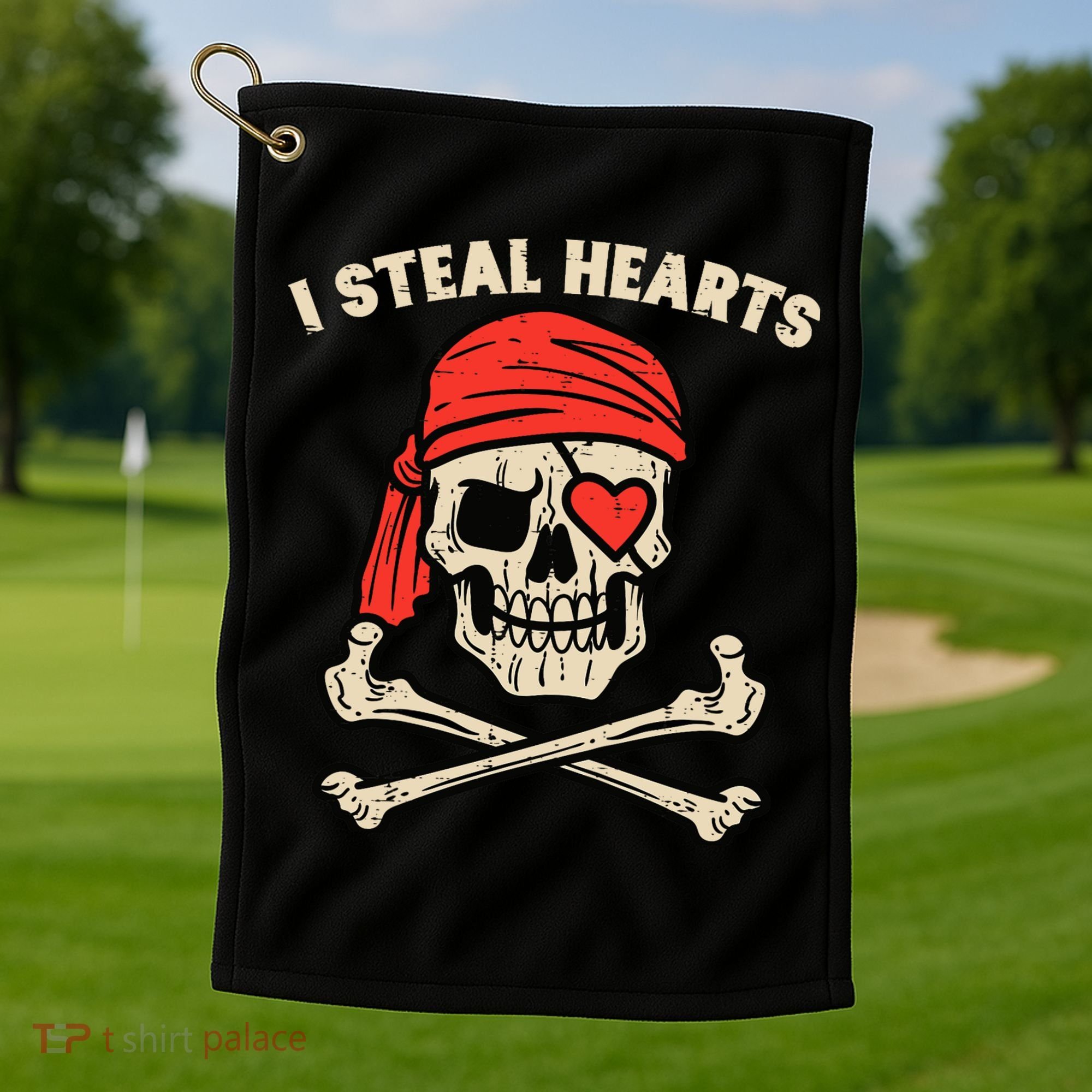 Valentines Day Pirate I Steal Hearts Cool Golf Towel