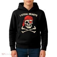 Valentines Day Pirate I Steal Hearts Cool Kids Hoodie thumb 4