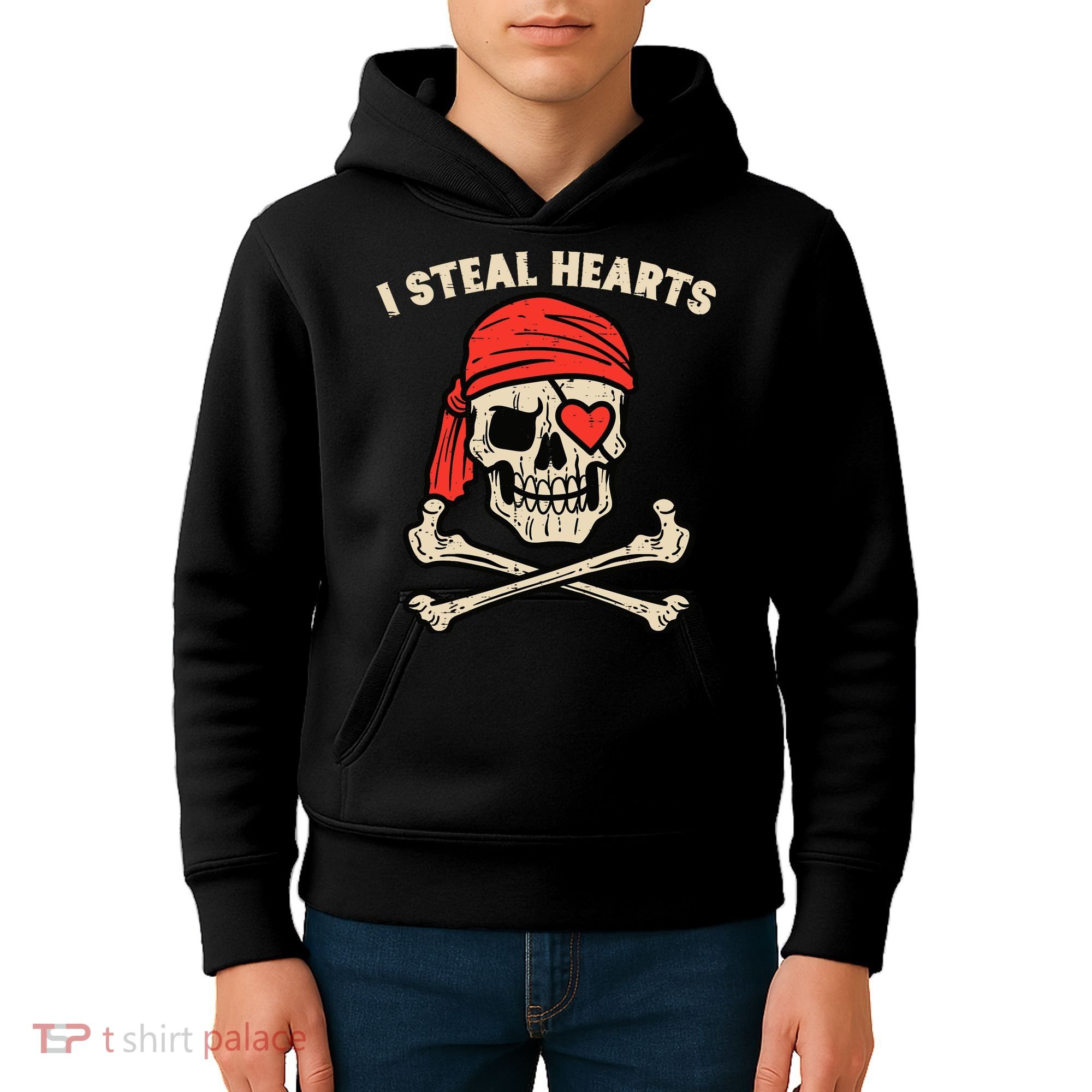 Valentines Day Pirate I Steal Hearts Cool Kids Hoodie