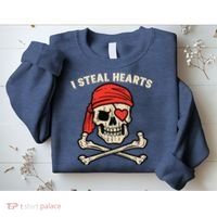 Valentines Day Pirate I Steal Hearts Cool Sweatshirt thumb 2