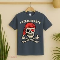 Valentines Day Pirate I Steal Hearts Cool T-Shirt thumb 2