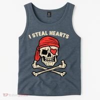 Valentines Day Pirate I Steal Hearts Cool Tank Top thumb 2