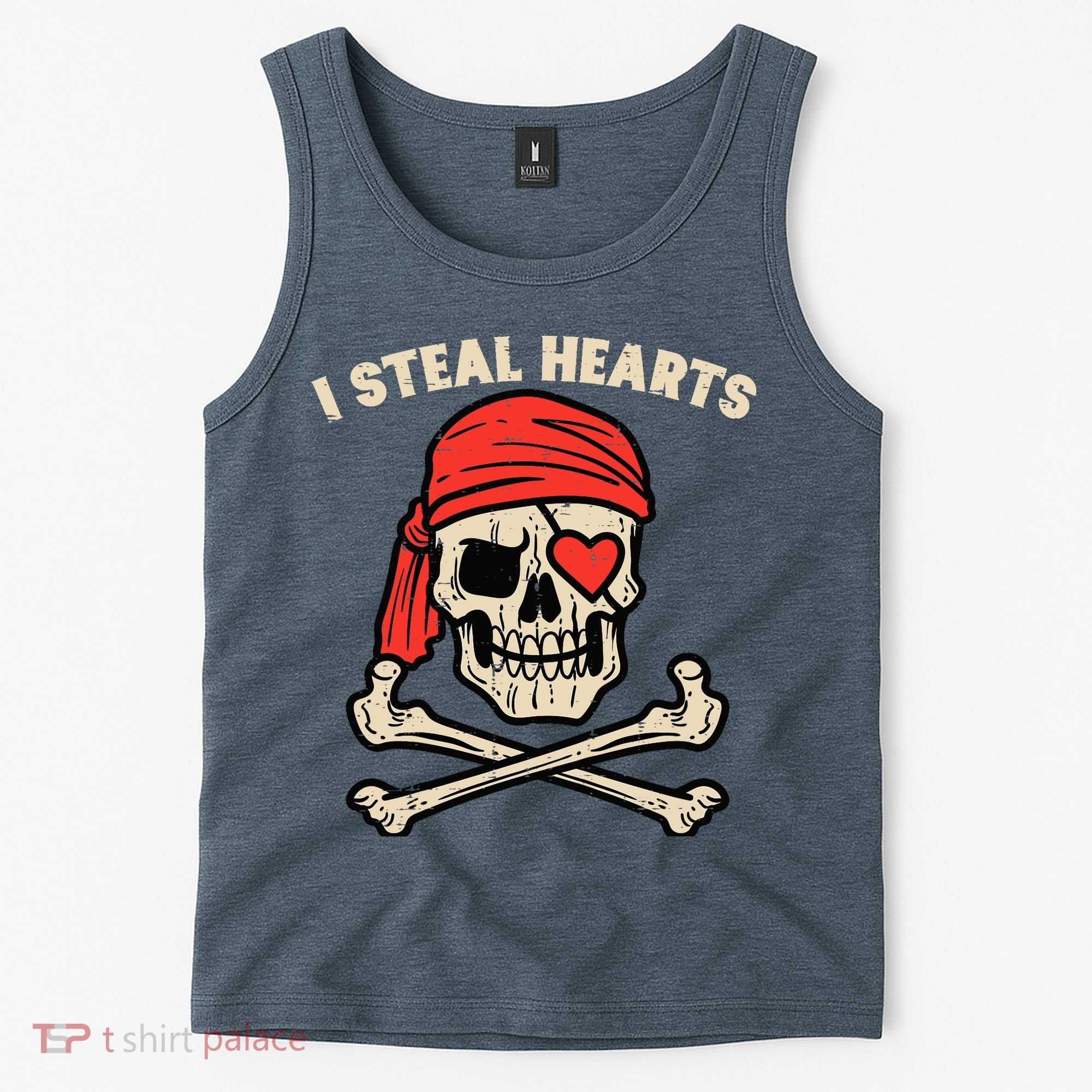 Valentines Day Pirate I Steal Hearts Cool Tank Top