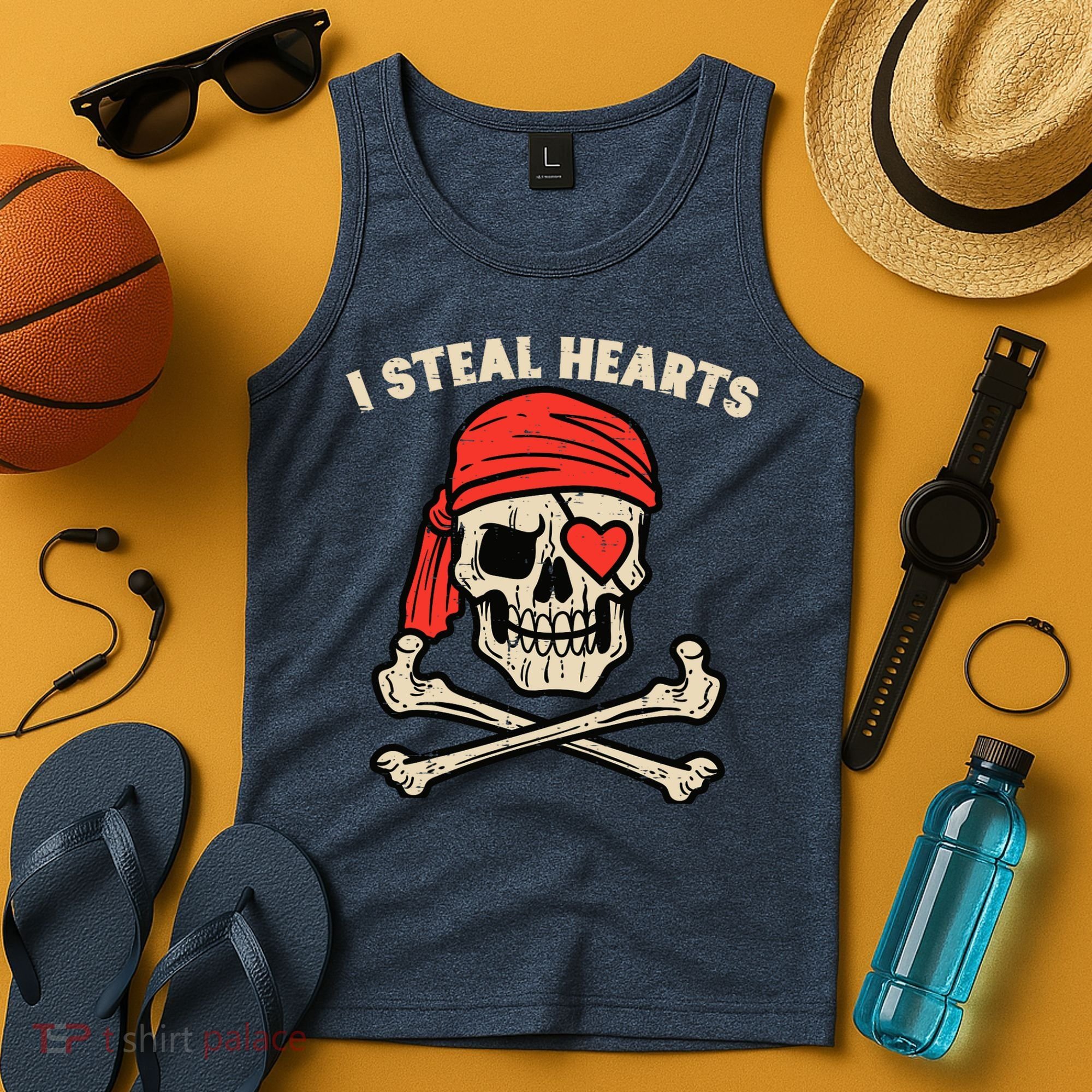 Valentines Day Pirate I Steal Hearts Cool Tank Top