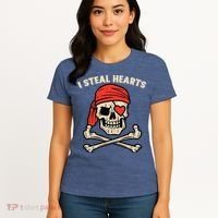 Valentines Day Pirate I Steal Hearts Cool Women's T-Shirt thumb 4
