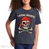 Valentines Day Pirate I Steal Hearts Cool Kids T-Shirt thumb 2
