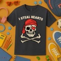 Valentines Day Pirate I Steal Hearts Cool Kids T-Shirt thumb 3