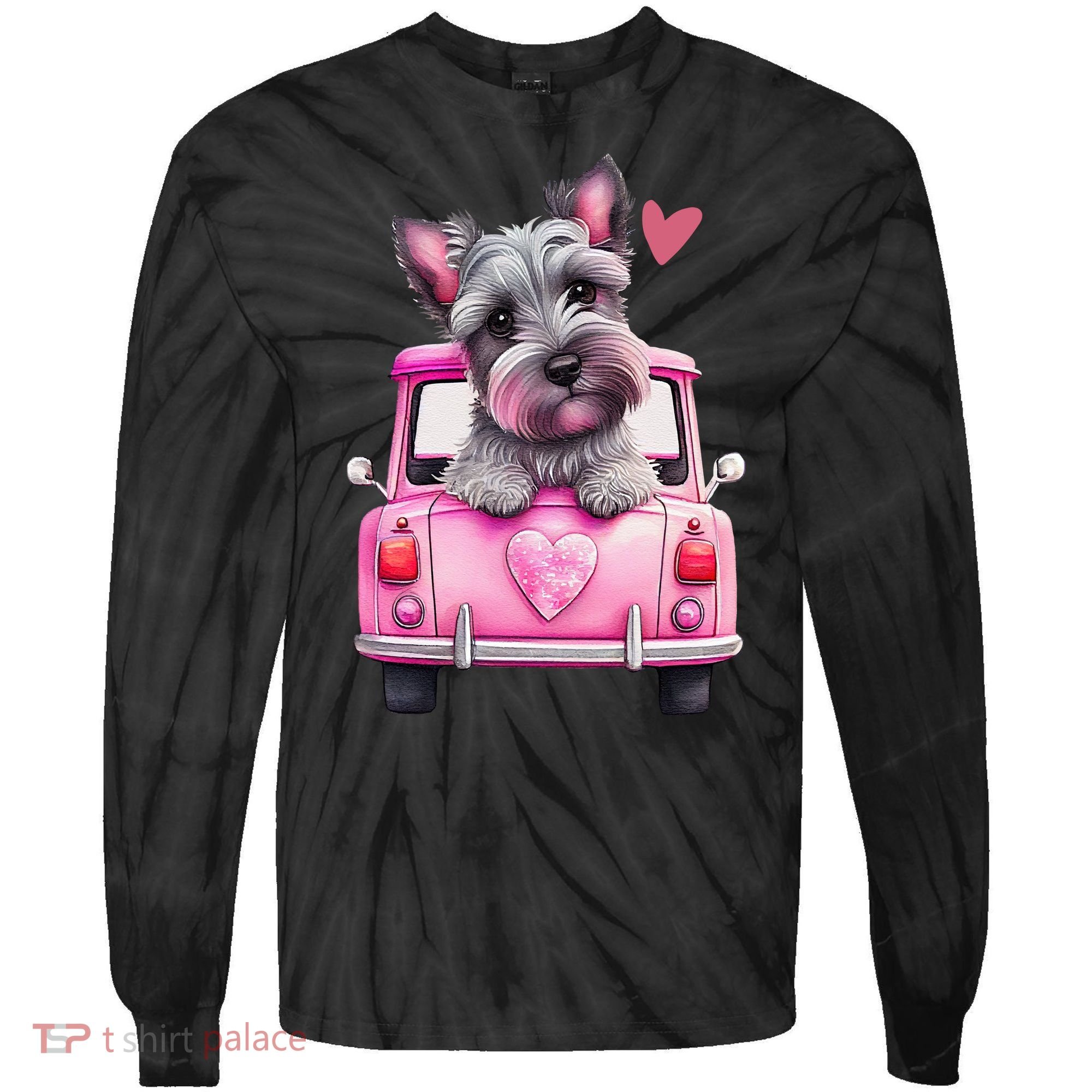 Valentines Day Puppy Cute Gift Tie-Dye Long Sleeve Shirt