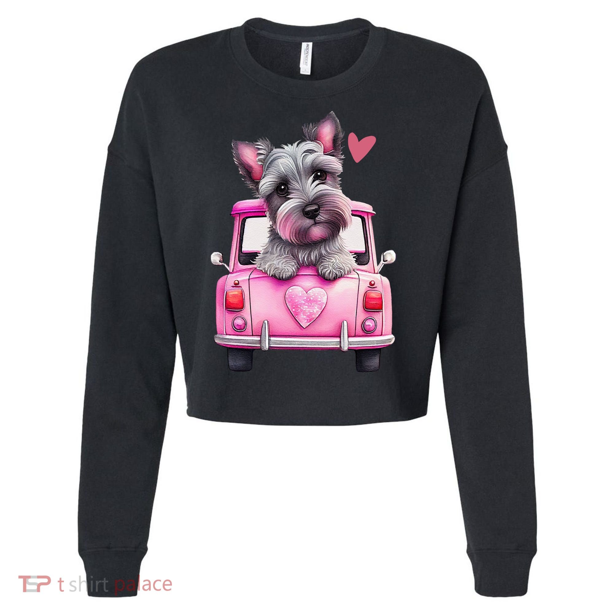 Valentines Day Puppy Cute Gift Cropped Pullover Crew
