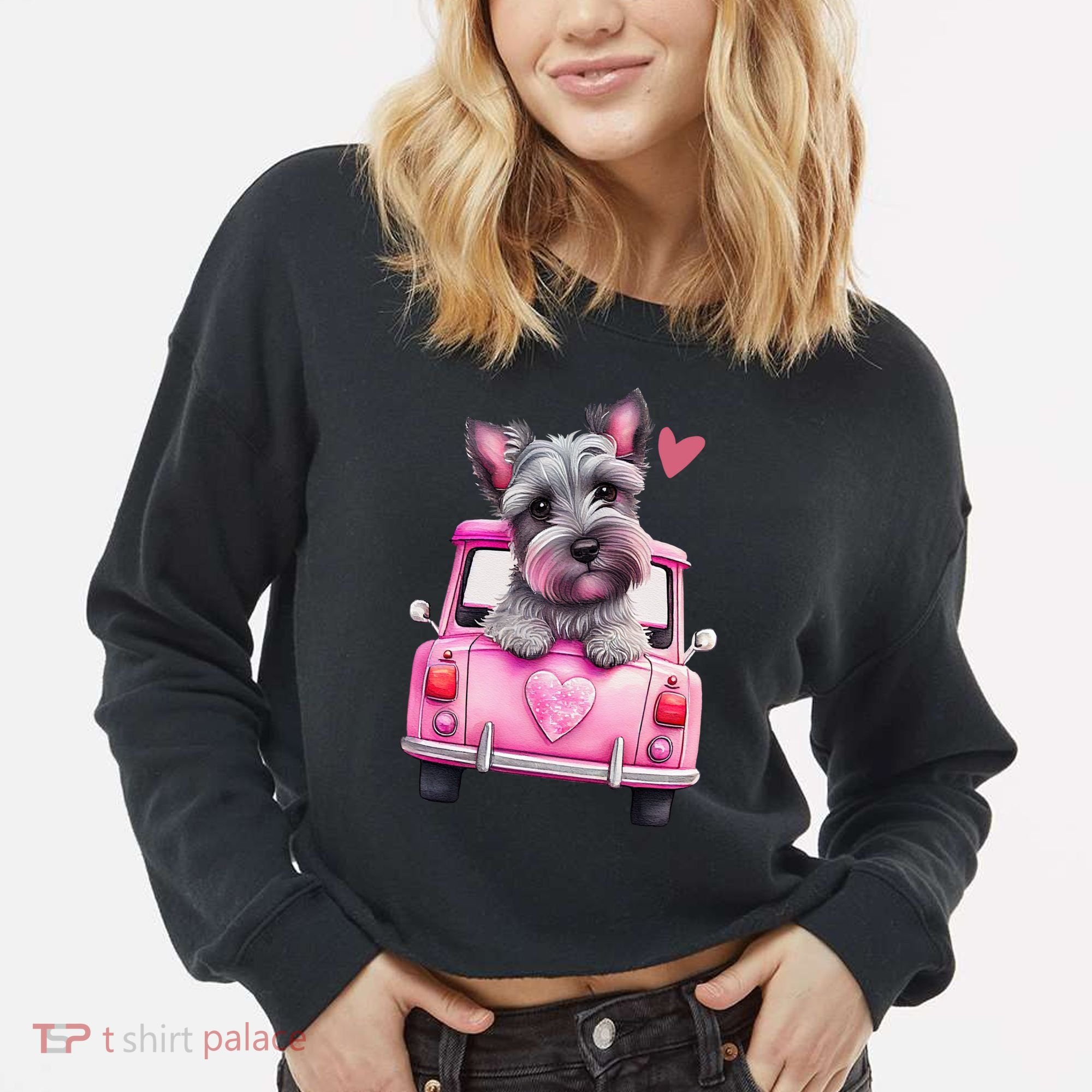 Valentines Day Puppy Cute Gift Cropped Pullover Crew