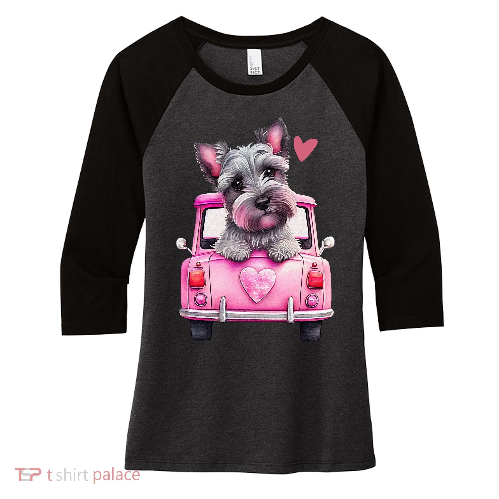 Valentines Day Puppy Cute Gift Women's Tri-Blend 3/4-Sleeve Raglan Shirt