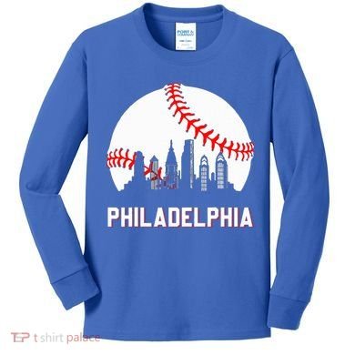 Vintage Distressed Philly Baseball Lovers Kids Long Sleeve Shirt