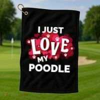Valentine's Day Poodle Dog Love Gift Meaningful Gift Golf Towel thumb 1