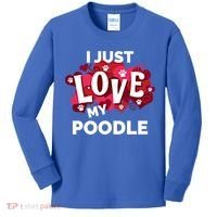 Valentine's Day Poodle Dog Love Gift Meaningful Gift Kids Long Sleeve Shirt thumb 0