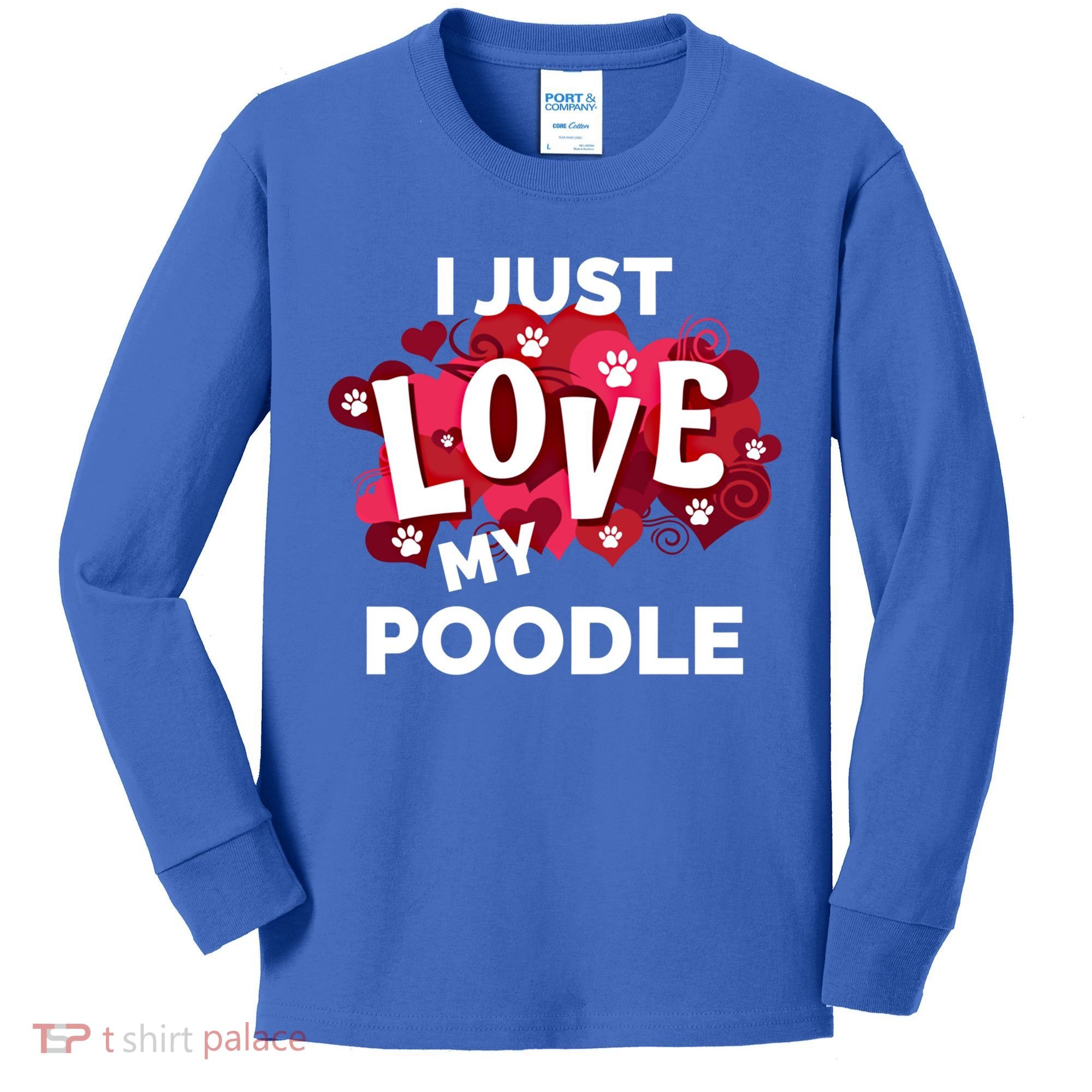 Valentine's Day Poodle Dog Love Gift Meaningful Gift Kids Long Sleeve Shirt
