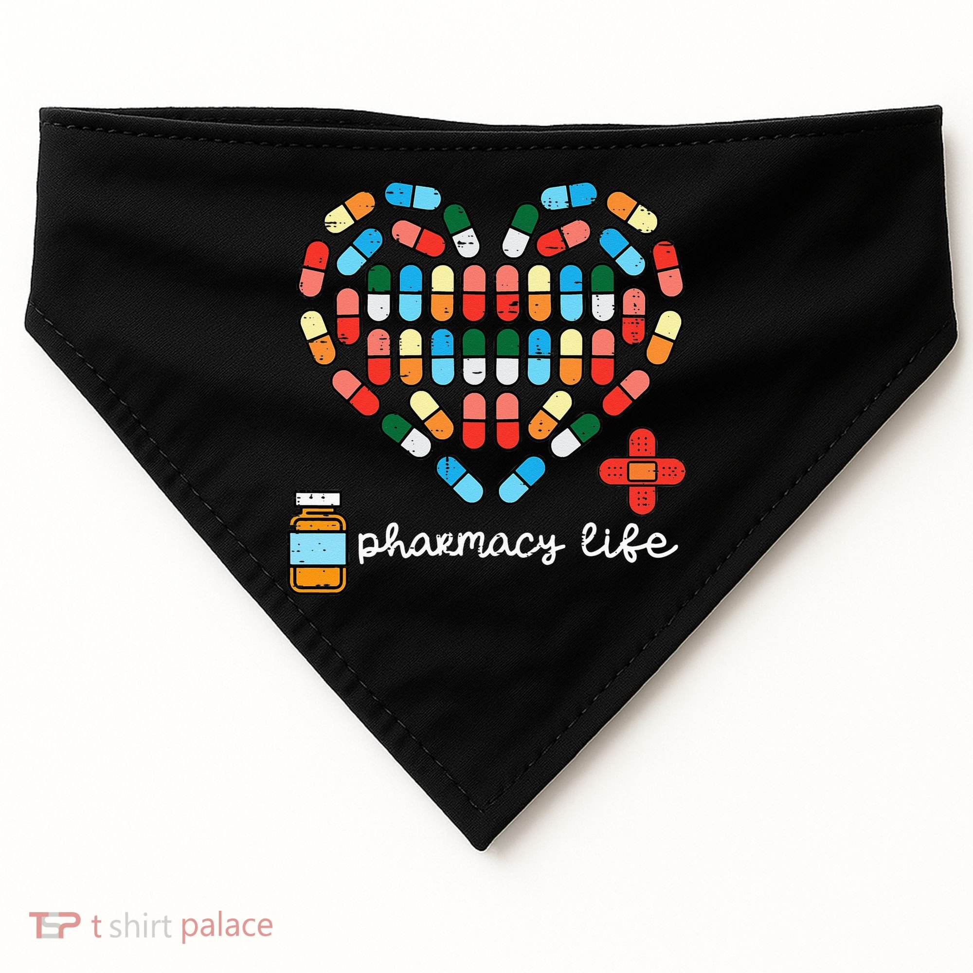 Valentines Day Pharmacy Life Pill Heart Pharmacist USA-Made Doggie Bandana