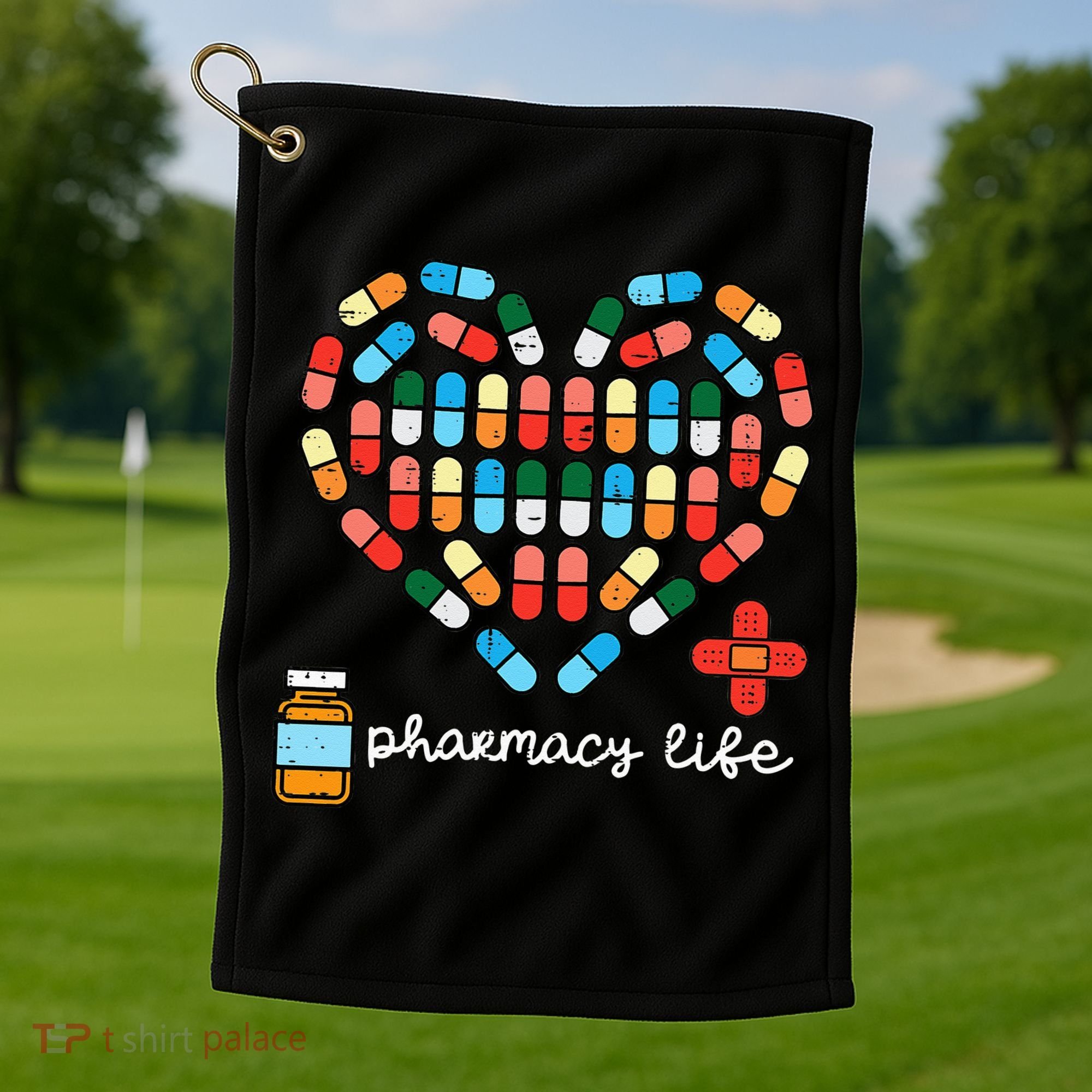 Valentines Day Pharmacy Life Pill Heart Pharmacist Golf Towel