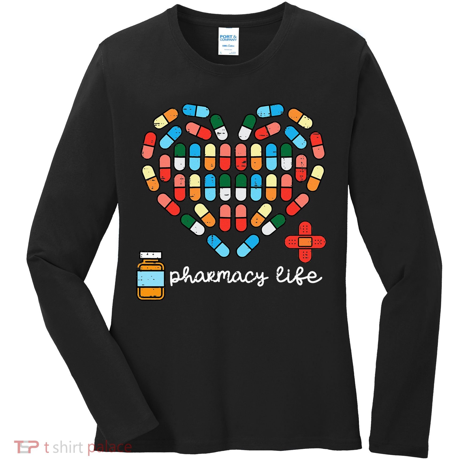 Valentines Day Pharmacy Life Pill Heart Pharmacist Women's Long Sleeve Shirt