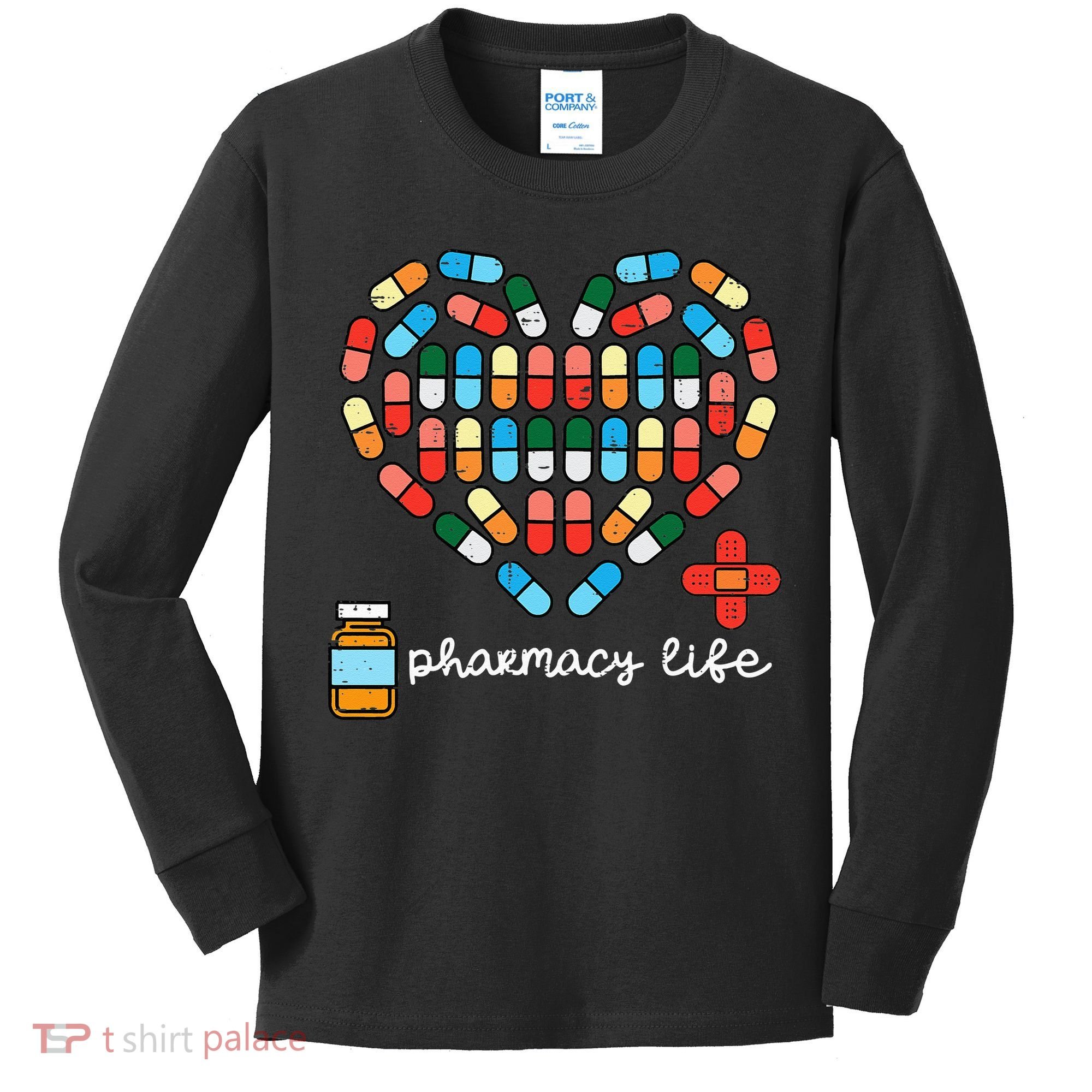 Valentines Day Pharmacy Life Pill Heart Pharmacist Kids Long Sleeve Shirt