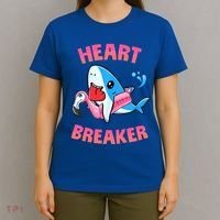 Valentines Day Pool Party Shark Heart Breaker Funny Funny Gift T-Shirt thumb 4