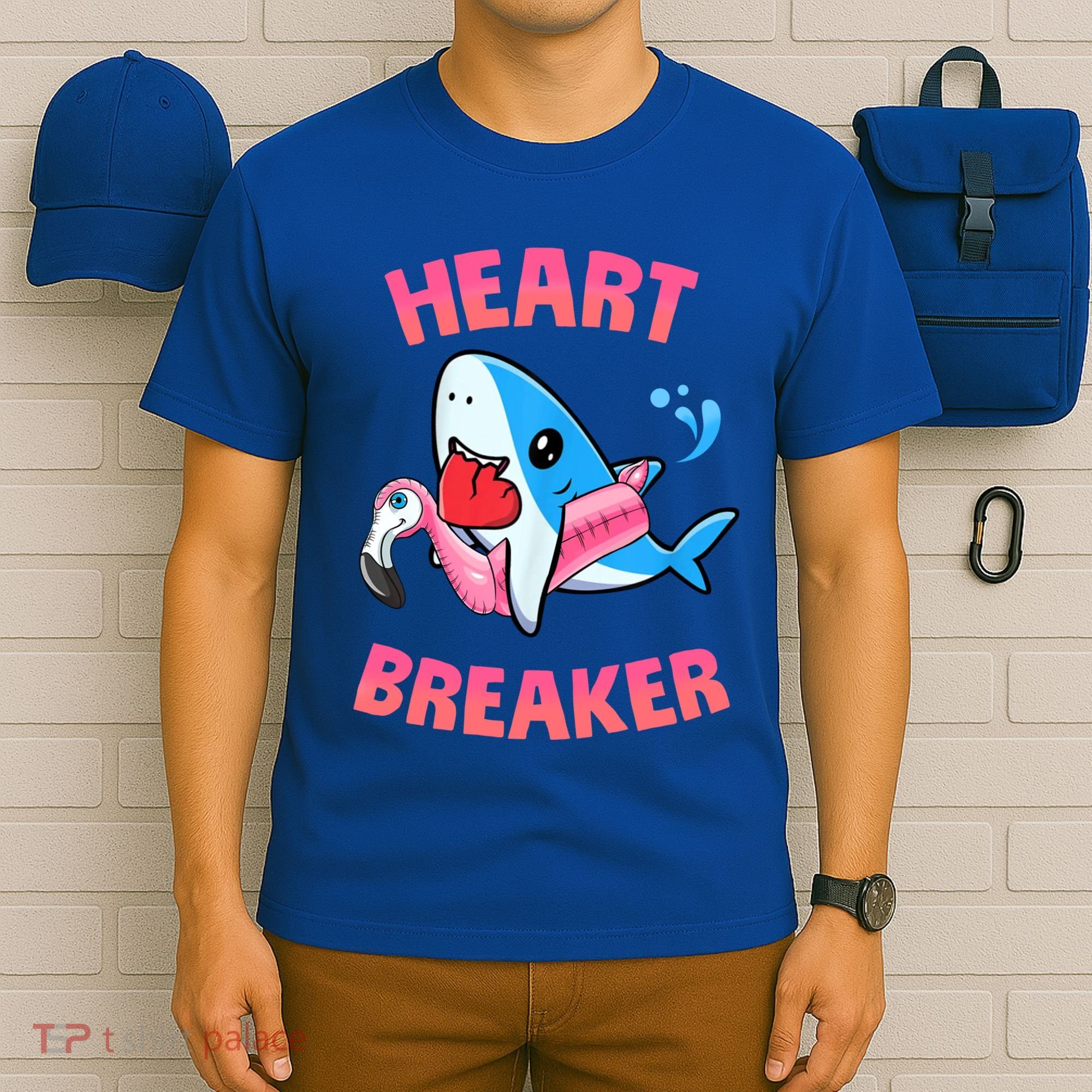 Valentines Day Pool Party Shark Heart Breaker Funny Funny Gift T-Shirt