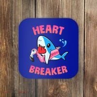 Valentines Day Pool Party Shark Heart Breaker Funny Funny Gift Coaster thumb 0