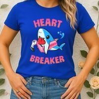 Valentines Day Pool Party Shark Heart Breaker Funny Funny Gift Women's T-Shirt thumb 2