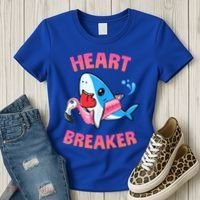 Valentines Day Pool Party Shark Heart Breaker Funny Funny Gift Women's T-Shirt thumb 3