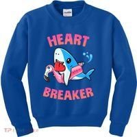 Valentines Day Pool Party Shark Heart Breaker Funny Funny Gift Kids Sweatshirt thumb 0