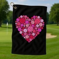 Valentines Day Pickleball Heart Love Pickleball Golf Towel thumb 1