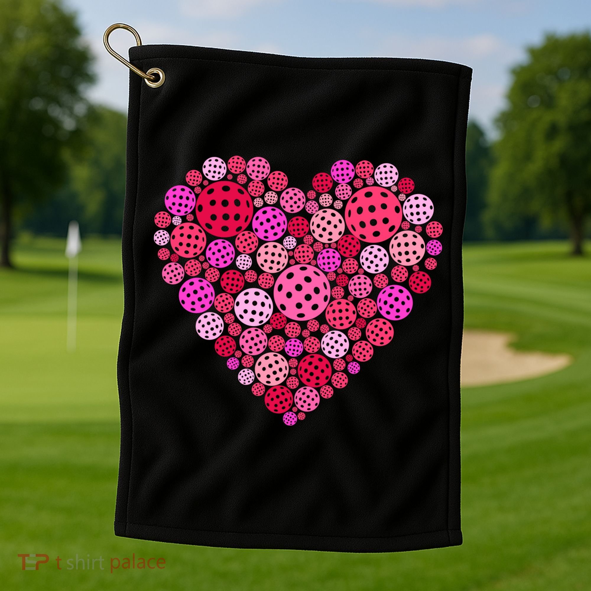 Valentines Day Pickleball Heart Love Pickleball Golf Towel