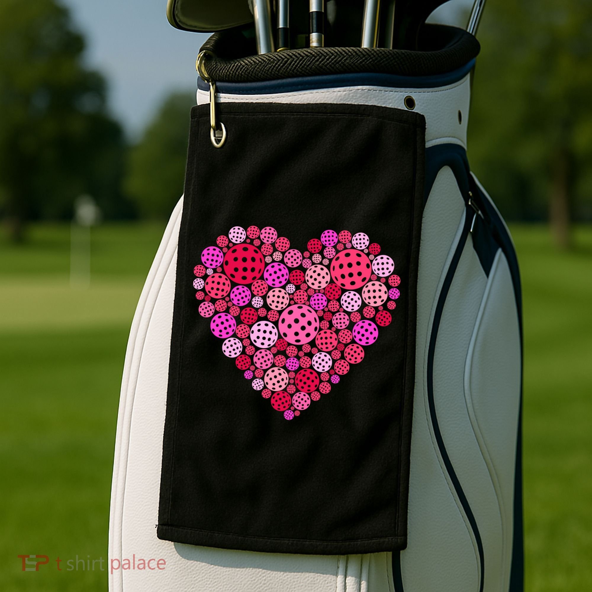 Valentines Day Pickleball Heart Love Pickleball Golf Towel