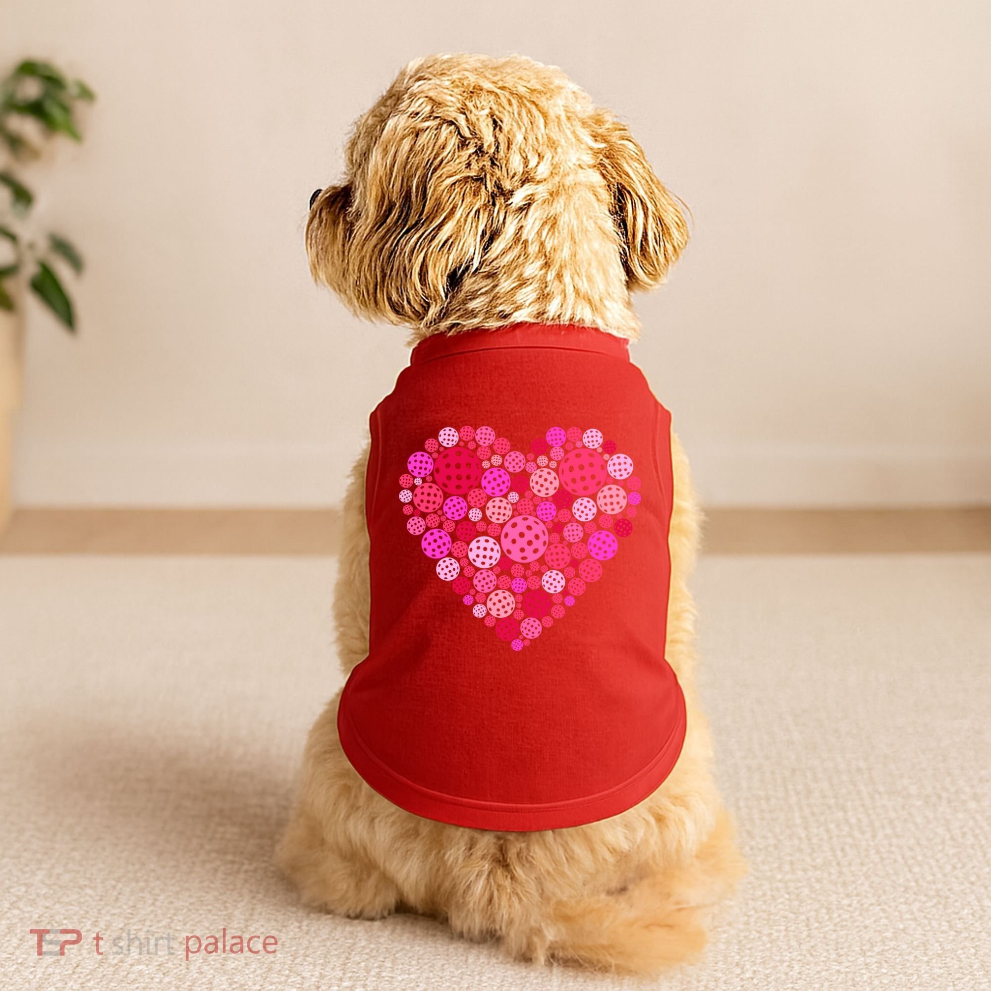 Valentines Day Pickleball Heart Love Pickleball Doggie Tank