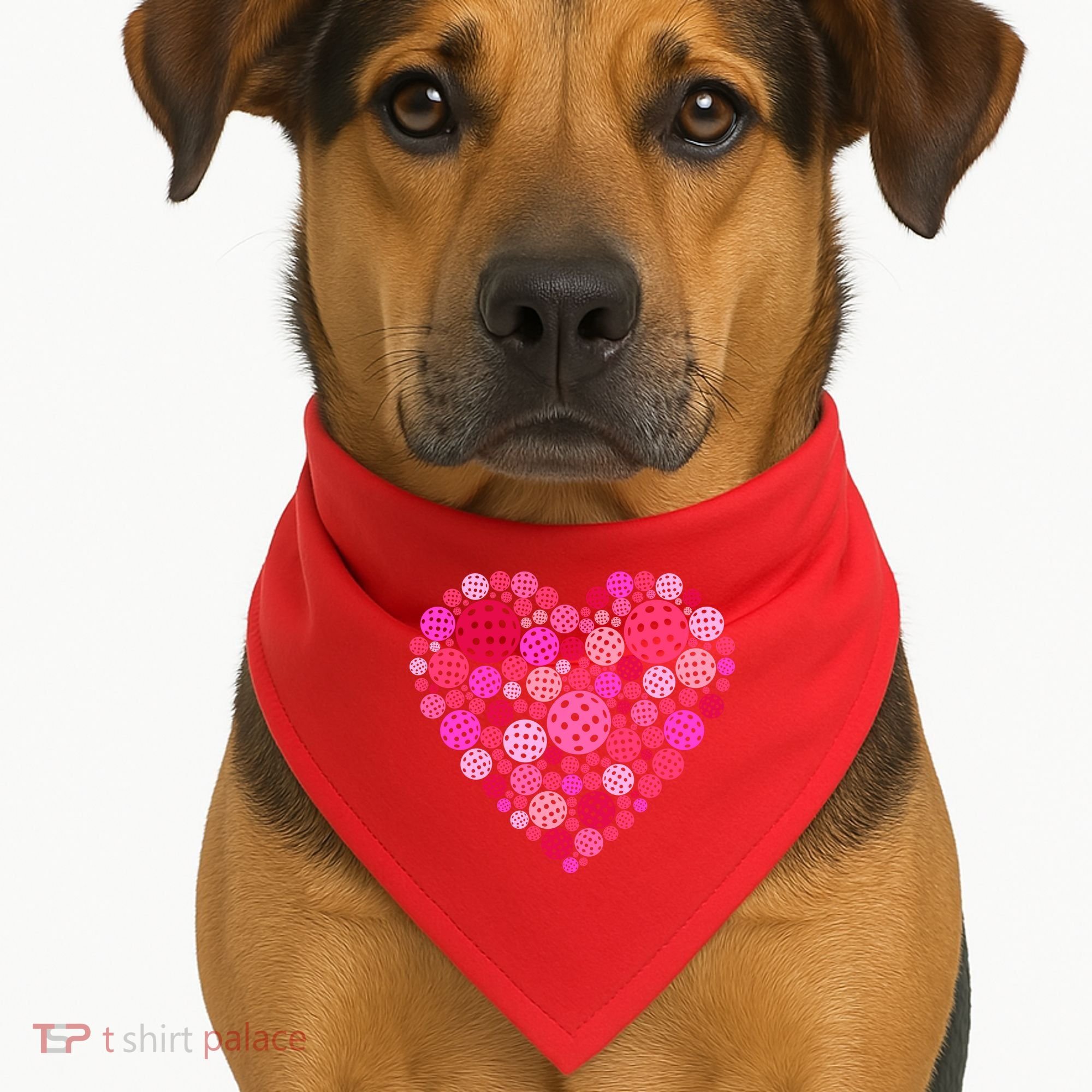 Valentines Day Pickleball Heart Love Pickleball USA-Made Doggie Bandana
