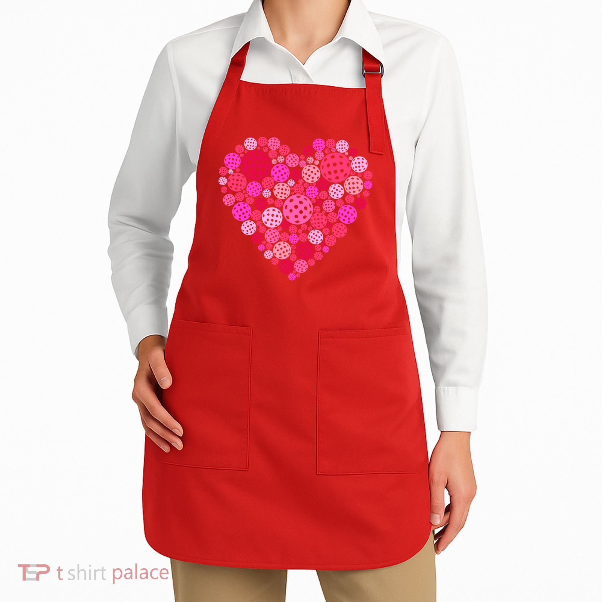 Valentines Day Pickleball Heart Love Pickleball Apron