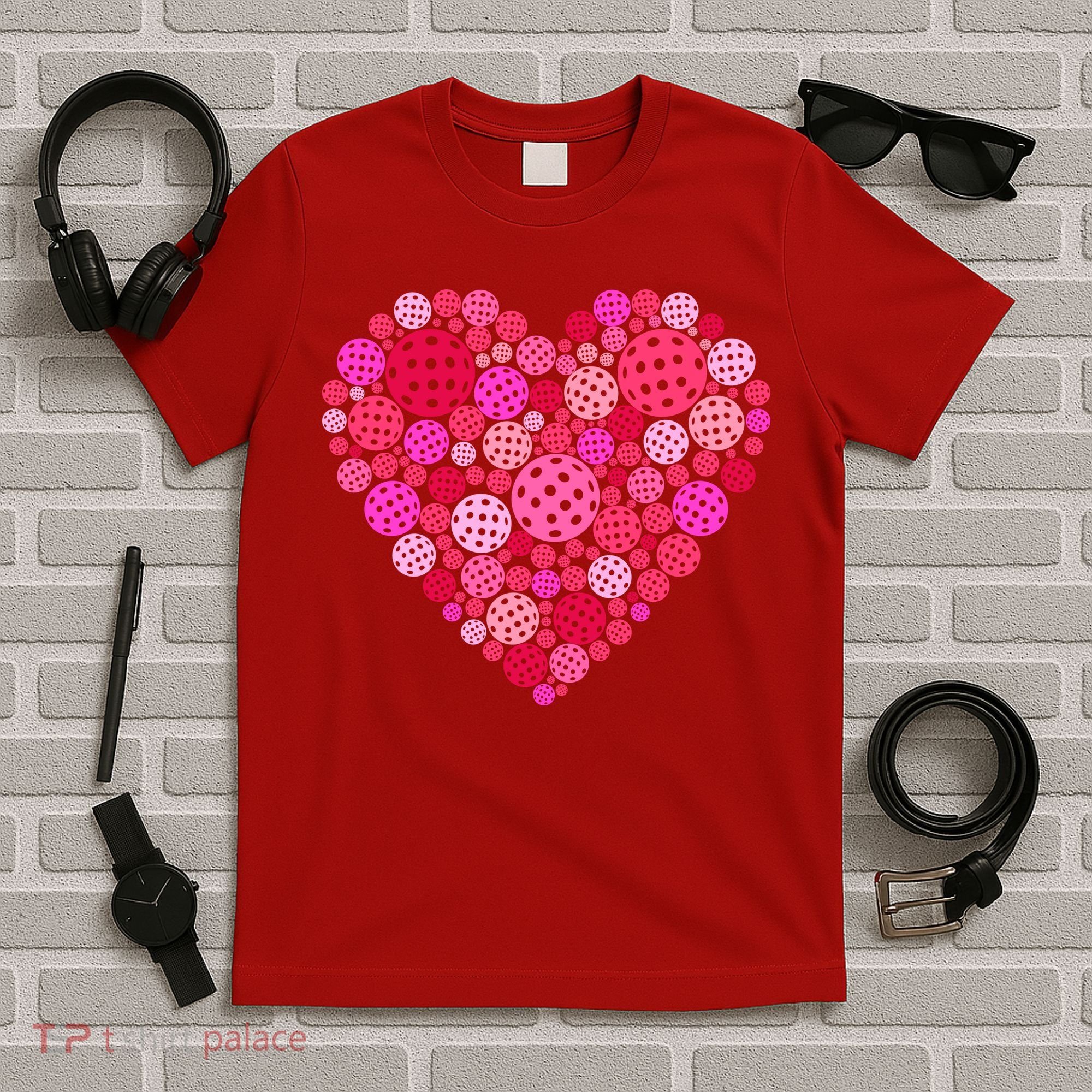 Valentines Day Pickleball Heart Love Pickleball T-Shirt
