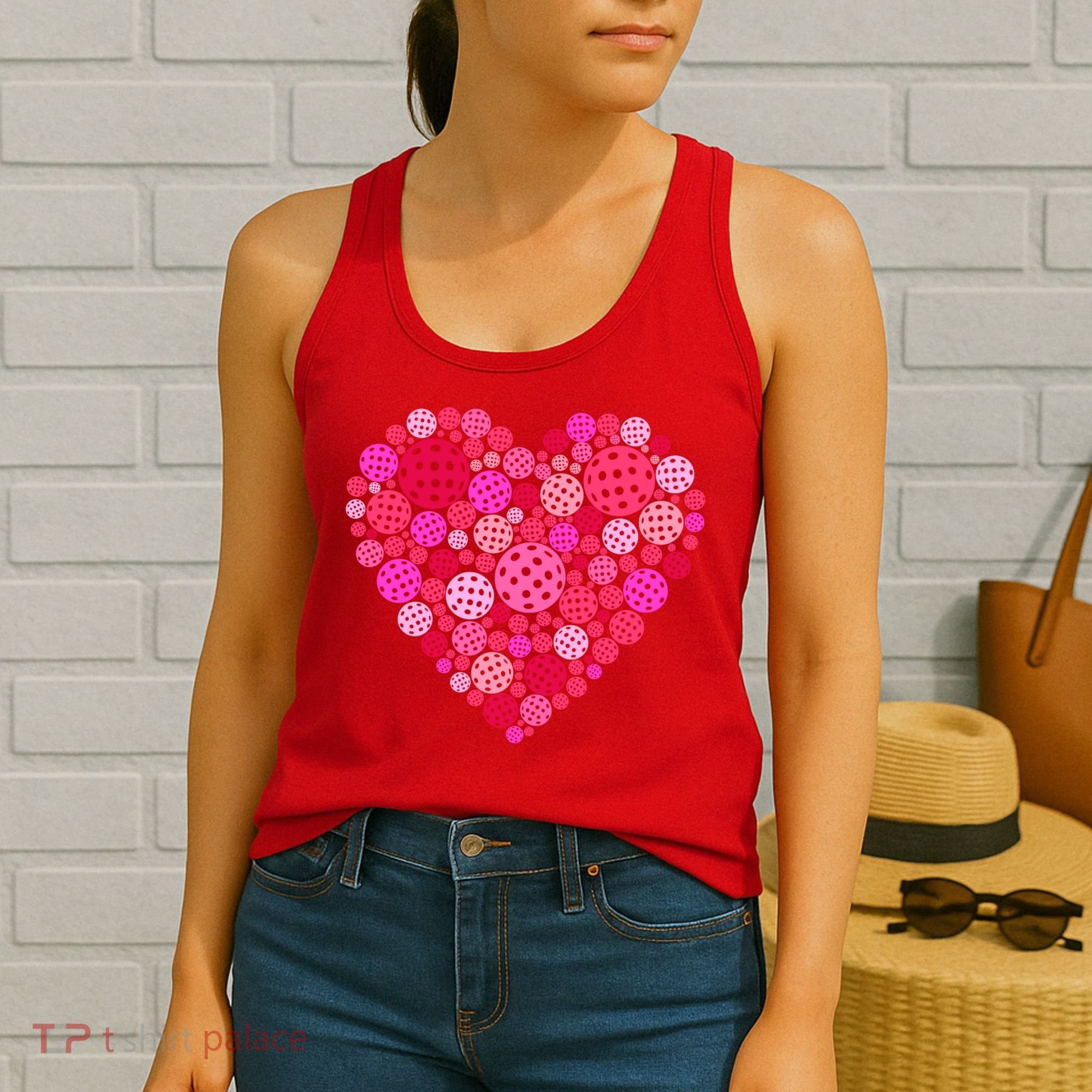 Valentines Day Pickleball Heart Love Pickleball Women's Tank Top