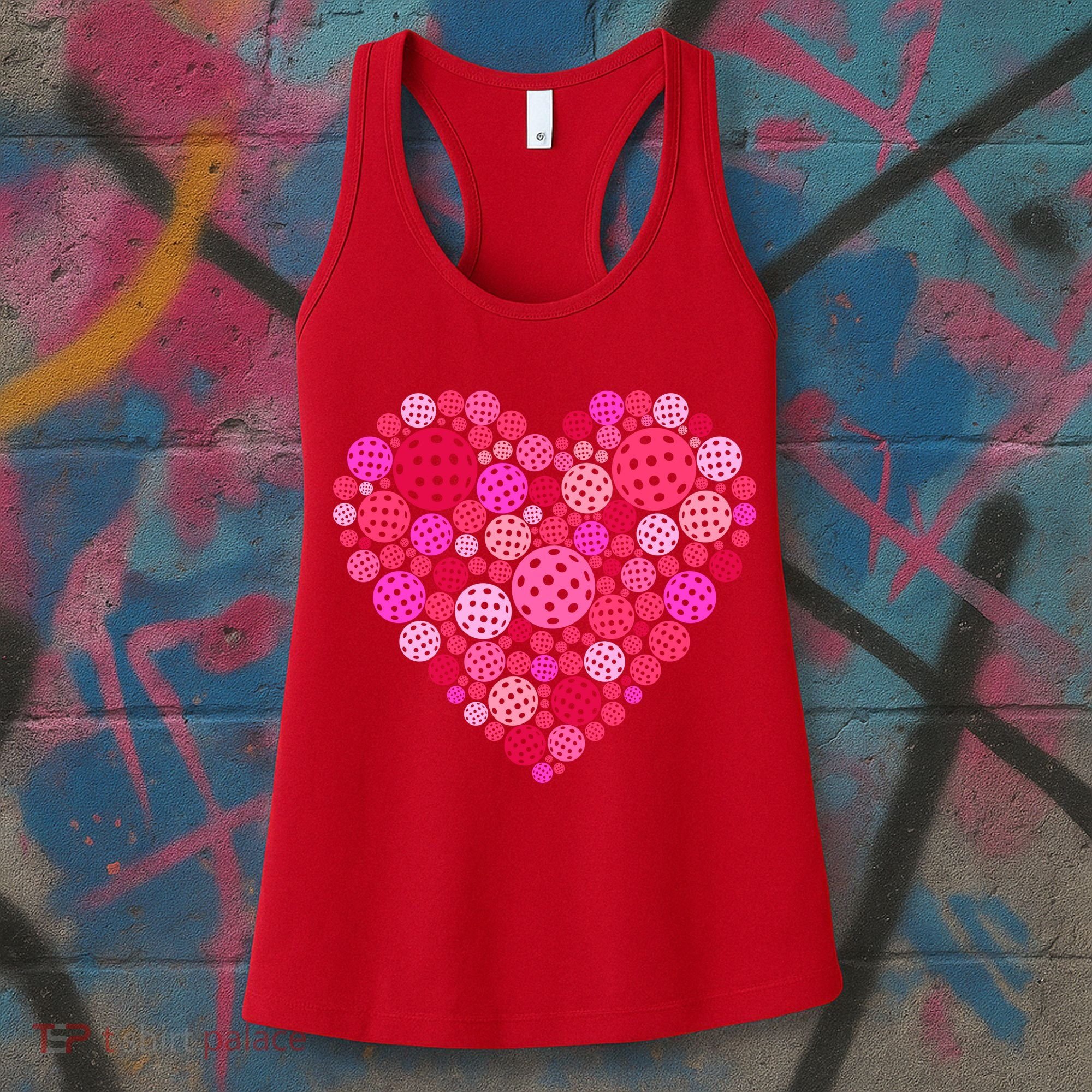 Valentines Day Pickleball Heart Love Pickleball Women's Tank Top