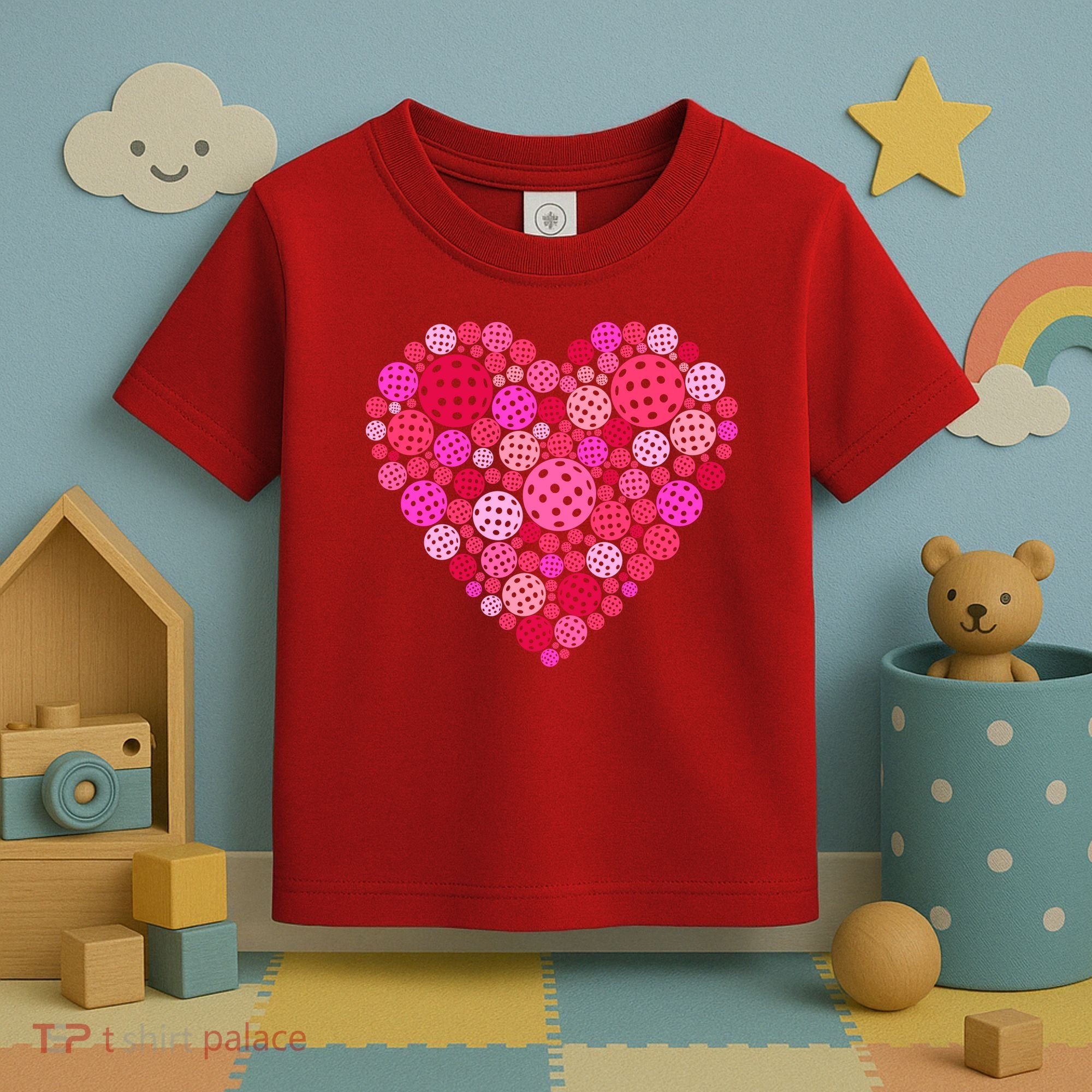 Valentines Day Pickleball Heart Love Pickleball Toddler T-Shirt