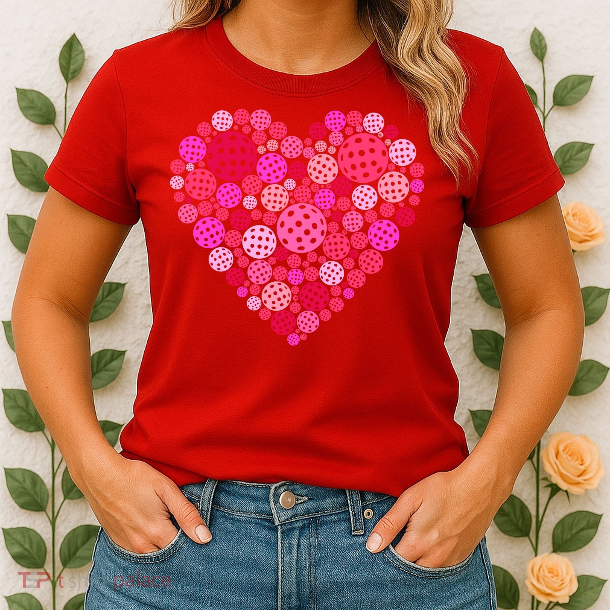 Valentines Day Pickleball Heart Love Pickleball Women's T-Shirt