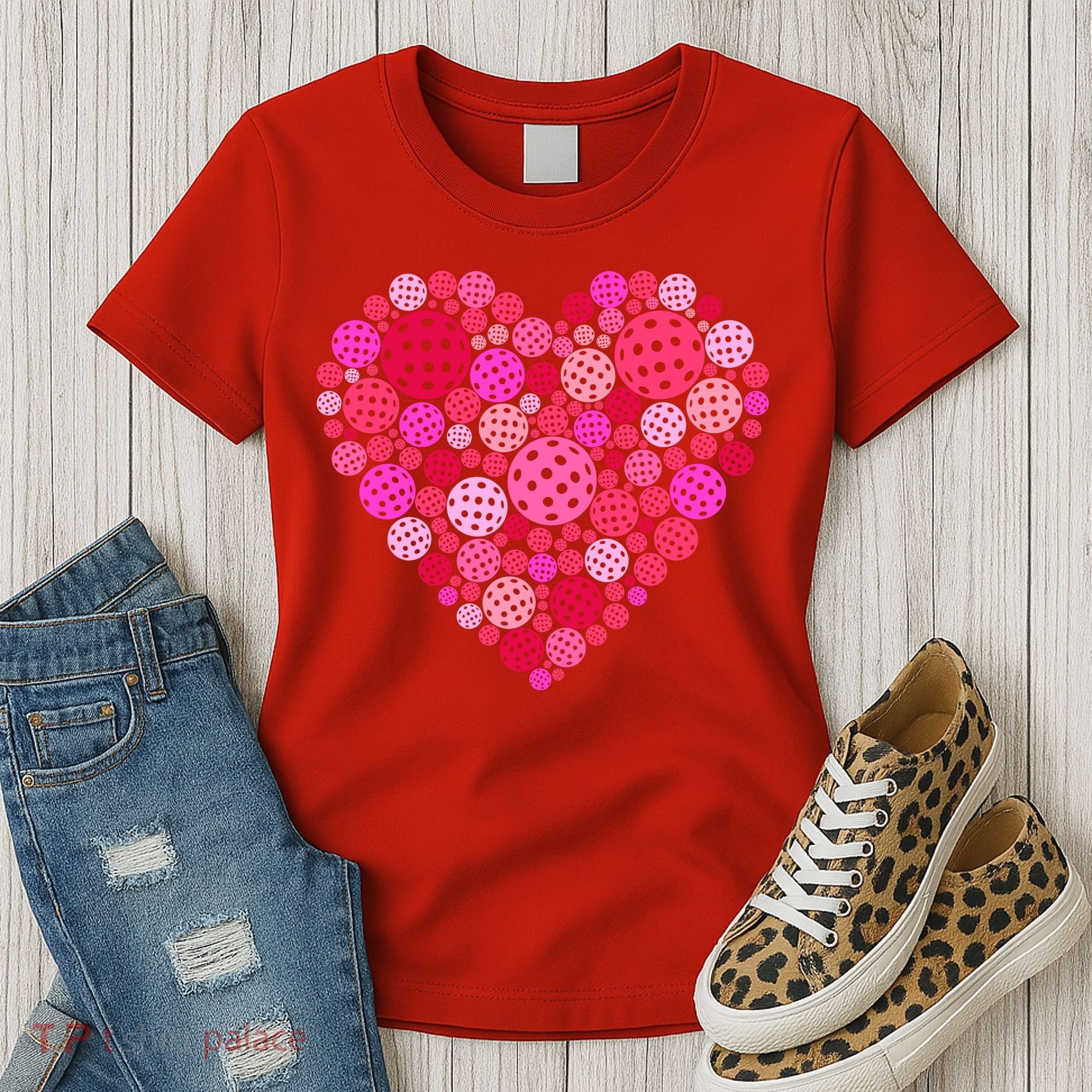 Valentines Day Pickleball Heart Love Pickleball Women's T-Shirt