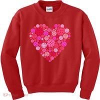 Valentines Day Pickleball Heart Love Pickleball Kids Sweatshirt thumb 0