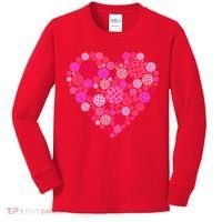 Valentines Day Pickleball Heart Love Pickleball Kids Long Sleeve Shirt thumb 0