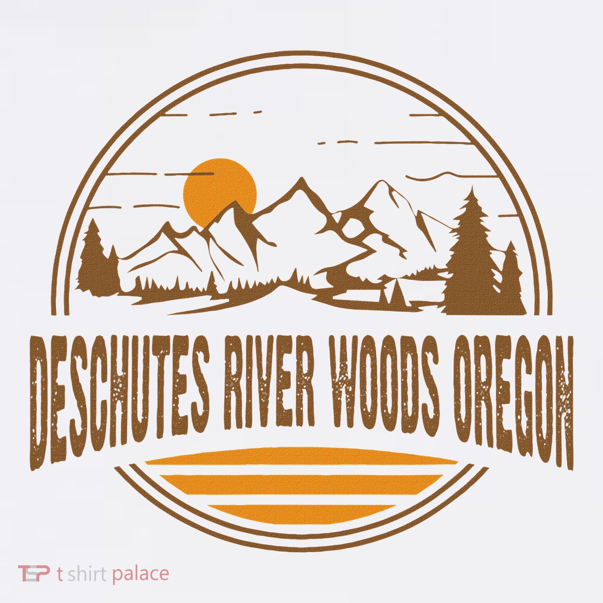 Vintage Deschutes River Woods Oregon Mountain Hiking Print T-Shirt