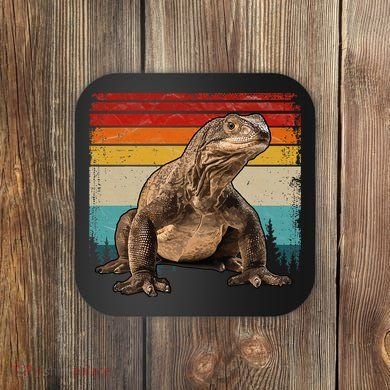 Vintage Distressed Retro Style Cool Komodo Dragon Coaster